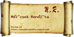 Mácsek Renáta névjegykártya